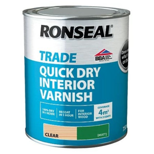Ronseal Trade Quick Drying Interior Varnish Clear Matt 750ml