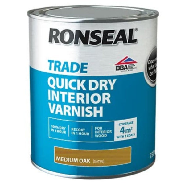 Ronseal Trade Quick Drying Interior Varnish Medium Oak 750ml