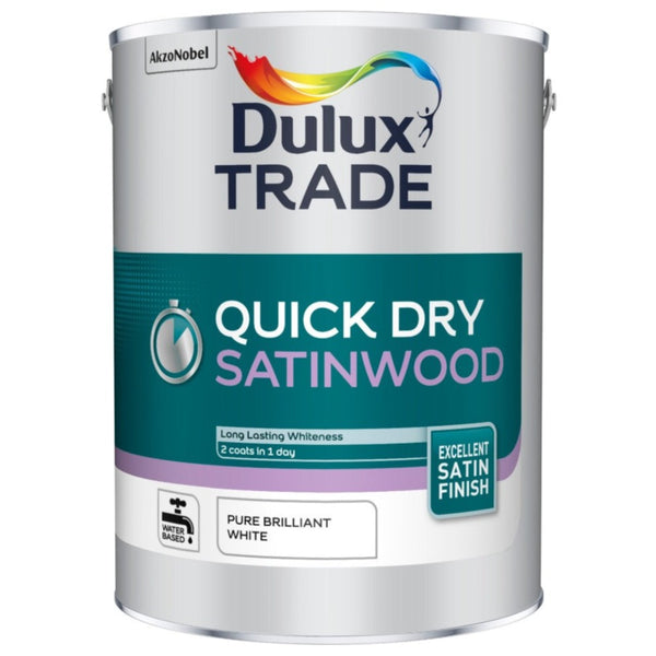 Dulux Trade Quick Dry Satinwood Pure Brilliant White 5ltr