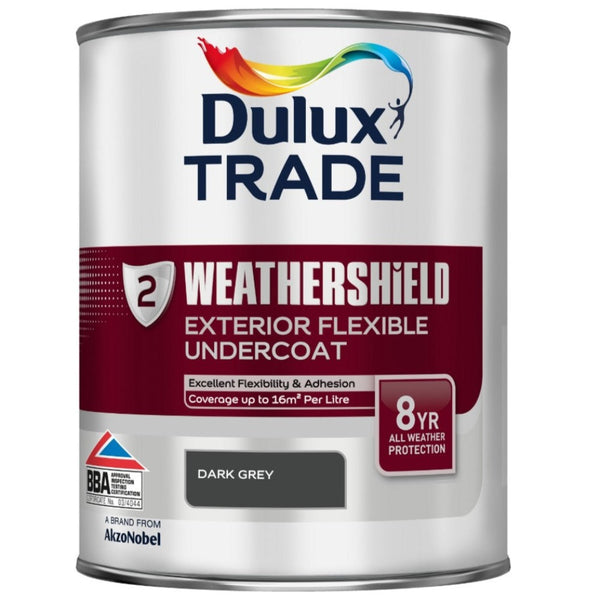 Dulux Trade Weathershield Exterior Flexible Undercoat Dark Grey 1ltr