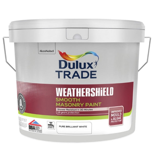 Dulux Trade Weathershield Smooth Masonry Pure Brilliant White 10ltr