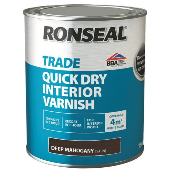 Ronseal Trade Quick Drying Interior Varnish Deep Mahogany 750ml