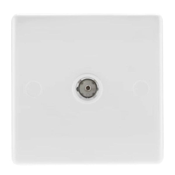 BG White Round Edged Moulded Co-Axial Socket