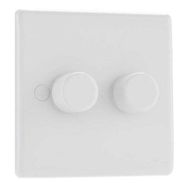 BG White Round Edged Moulded Double Dimmer Switch