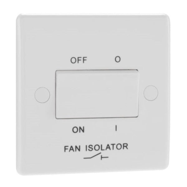 BG White Round Edged Moulded Fan Isolator Switch