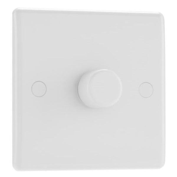 BG White Round Edged Moulded Single Dimmer Switch