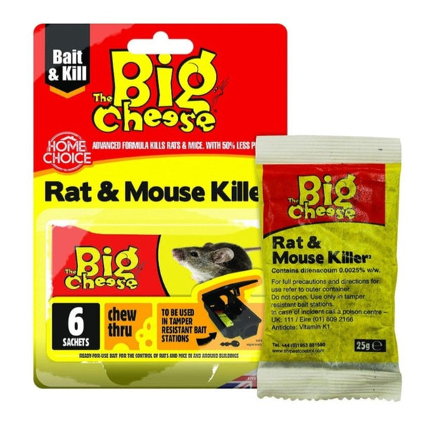 The Big Cheese Rat & Mouse Killer Bait 6 x 25g Sachet