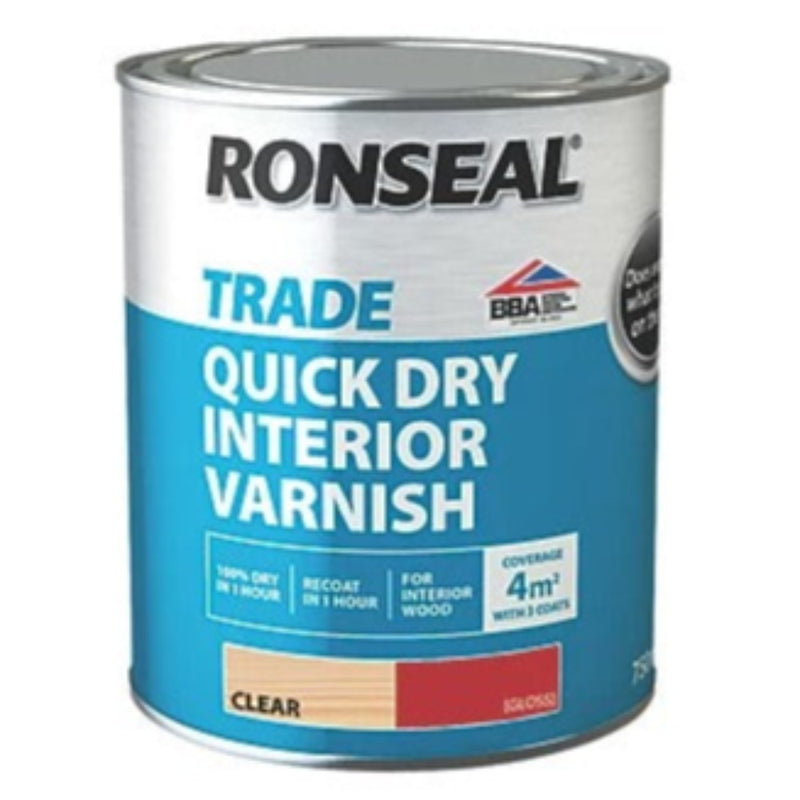 Ronseal Trade Quick Drying Interior Varnish Clear Gloss 750ml