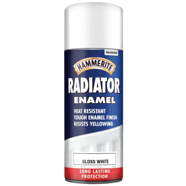 Hammerite Radiator Paint Enamel Gloss White Aerosol 400ml