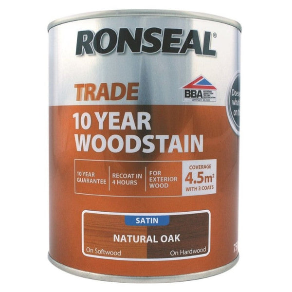 Ronseal Trade 10 Year Woodstain Natural Oak 750ml