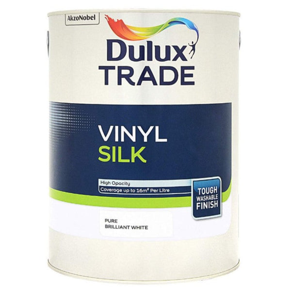 Dulux Trade Vinyl Silk Pure Brilliant White 5ltr
