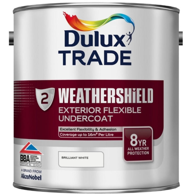 Dulux Trade Weathershield Exterior Flexible Undercoat Pure Brilliant White 2.5ltr