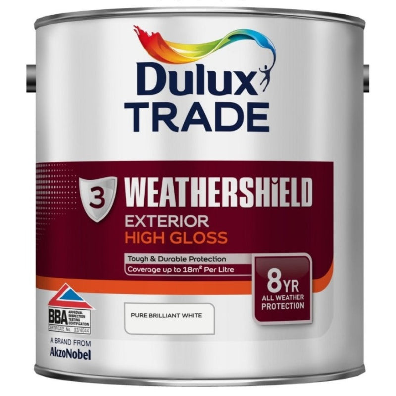 Dulux Trade Weathershield Exterior High Gloss Pure Brilliant White 2.5ltr