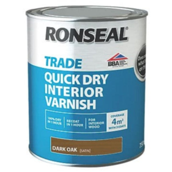 Ronseal Trade Quick Drying Interior Varnish Dark Oak 750ml