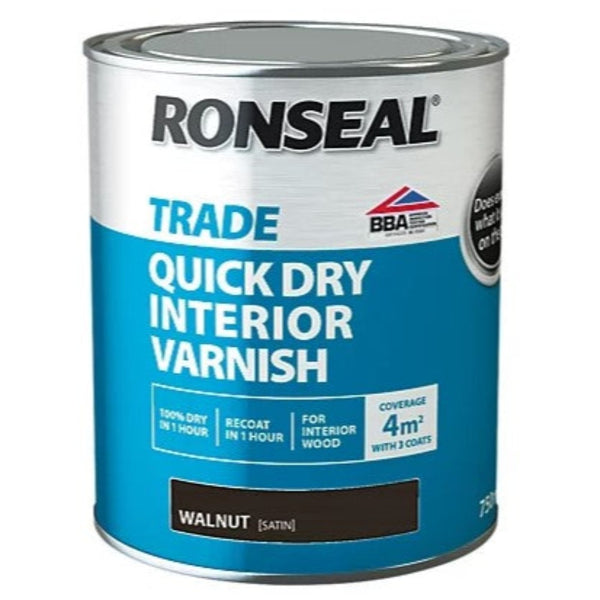 Ronseal Trade Quick Drying Interior Varnish Walnut 750ml
