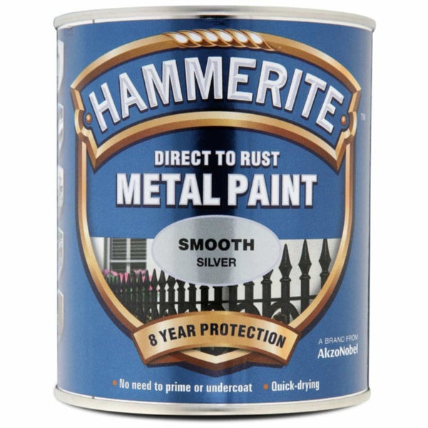 Hammerite Metal Paint Smooth Silver 750ml