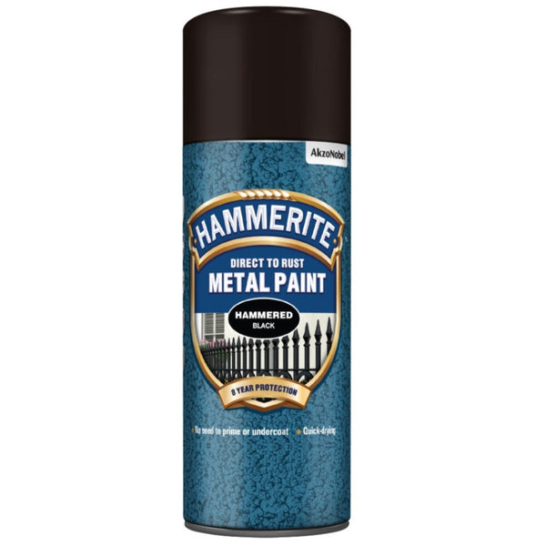 Hammerite Metal Paint Aerosol Hammered Black 400ml