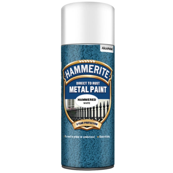 Hammerite Metal Paint Aerosol Hammered White 400ml