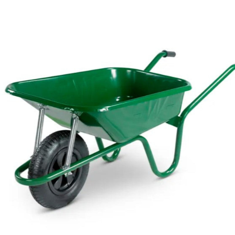 Wheelbarrow 90L Green With Pneumatic Wheel
