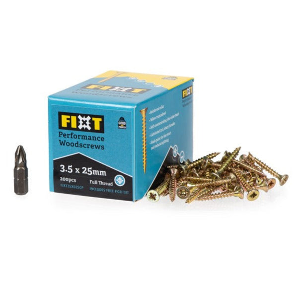 FIXT Performance Woodscrews 3.5 x 25mm Box of 200
