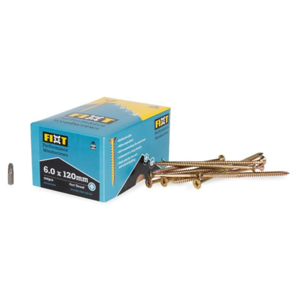 FIXT Performance Woodscrews 6.0 x 120mm Box of 100