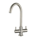 Kitchen Staten Dual Lever Swan Neck Mixer Tap Brushed Steel