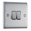Brushed Steel Double Light Switch
