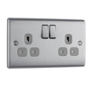 Brushed Steel Double Switched Socket