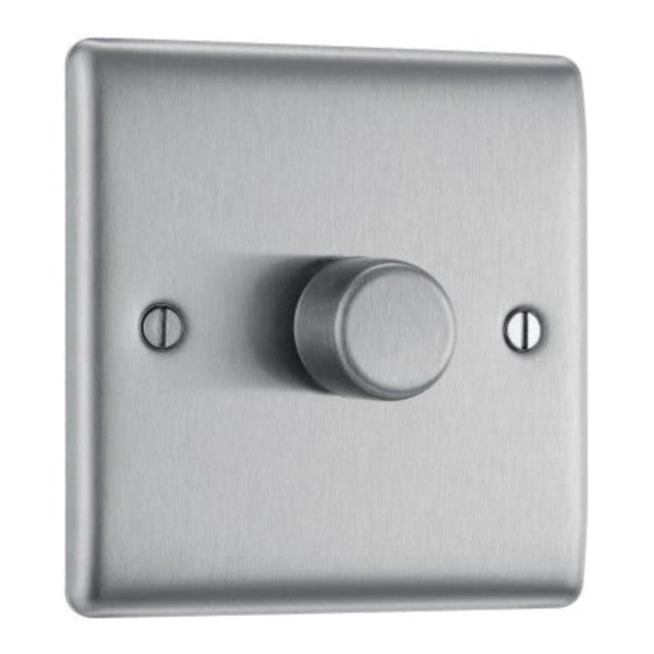Brushed Steel Single Dimmer Switch