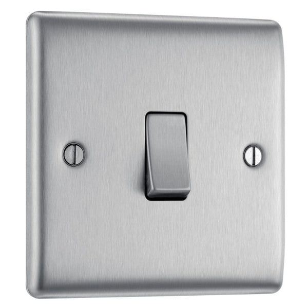 Brushed Chrome Single Light Switch