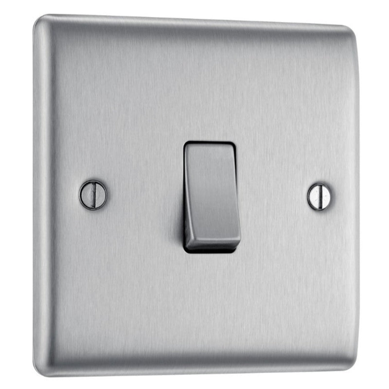 Click Single Light Switch Brushed Steel Single Light Switch