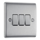 Brushed Steel Triple Light Switch
