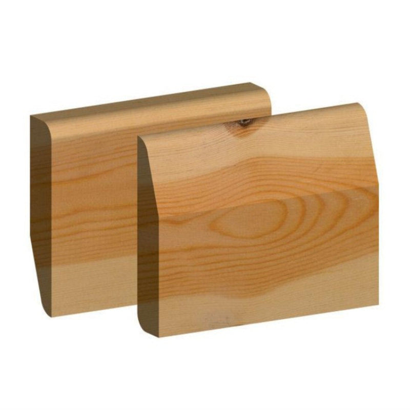 19 x 75mm Redwood Skirting Board Chamfered & Bullnose