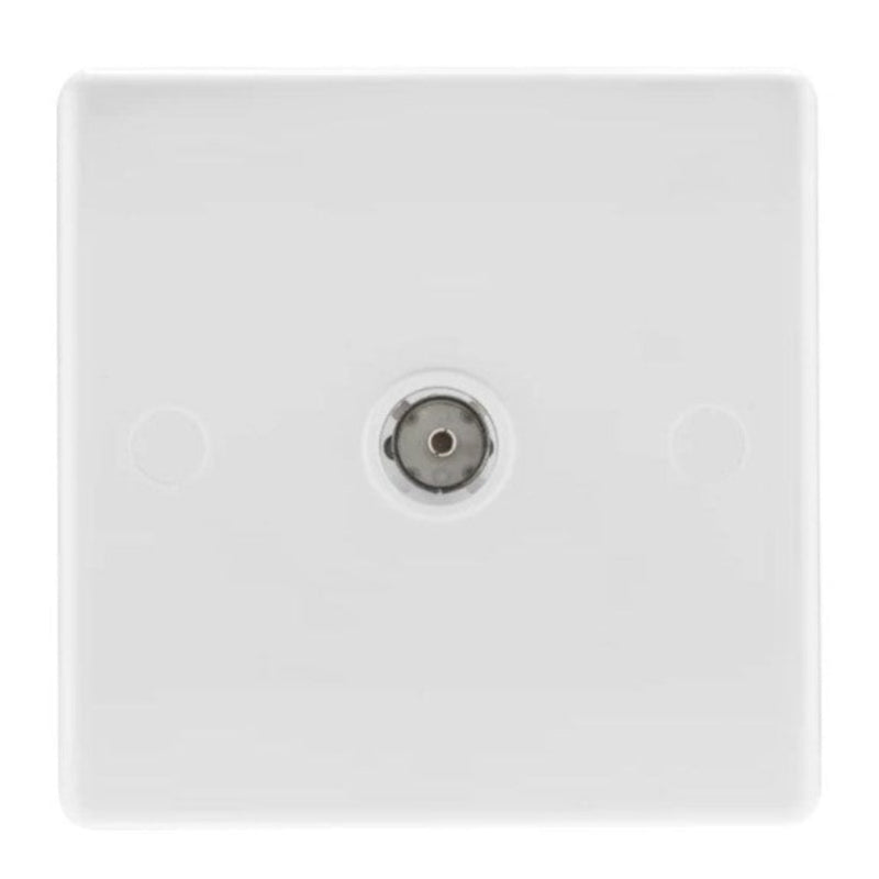 BG White Round Edged Moulded Co-Axial Socket