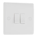 BG White Round Edged Moulded Double Light Switch
