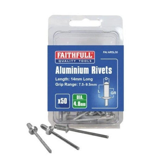 Faithfull Aluminium Rivets 4.8 x 14mm Long