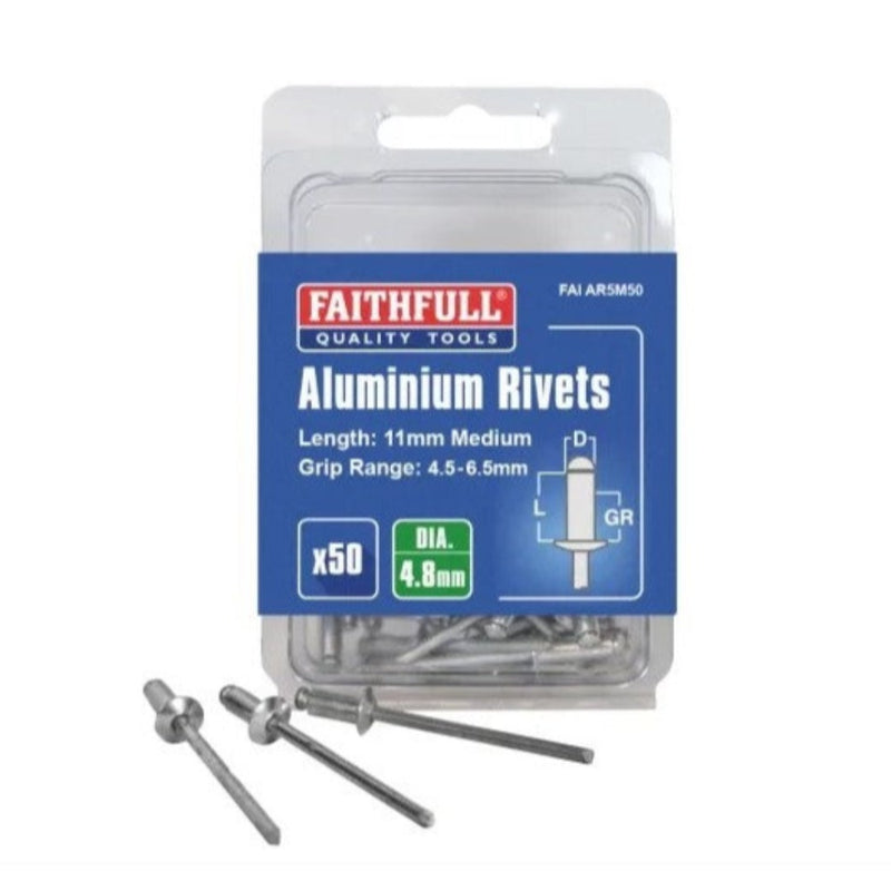 Faithfull Aluminium Rivets 4.8 x 11mm Medium