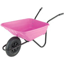 Wheelbarrow 90L Pink Plastic Body With Pneumatic Wheel
