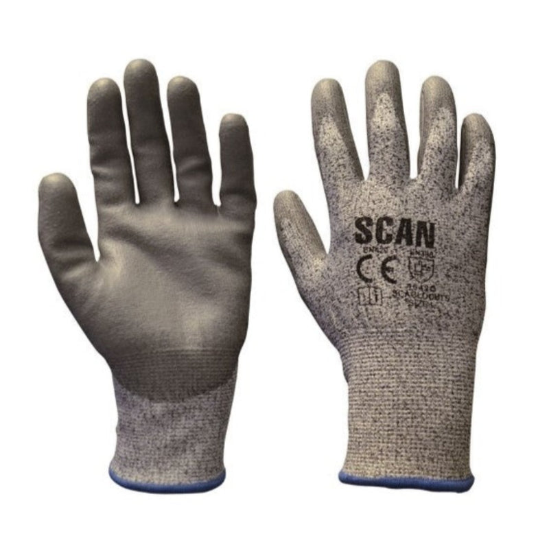 Scan Grey PU Coated Cut 5 Gloves