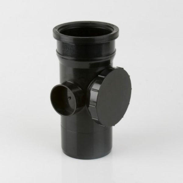 110mm Single Socket Soil Straight Access Black