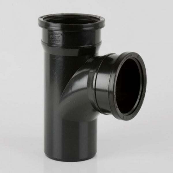 110mm Double Socket Soil  'T'  Black