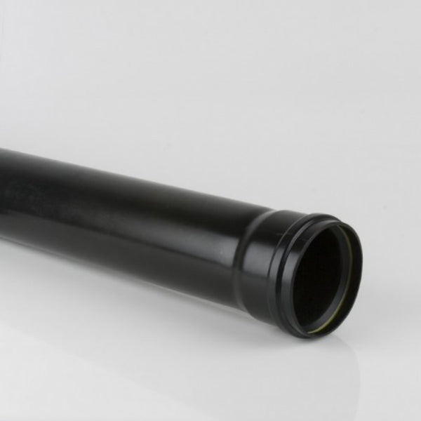 110mm x 4m Single Socket Soil Pipe Black