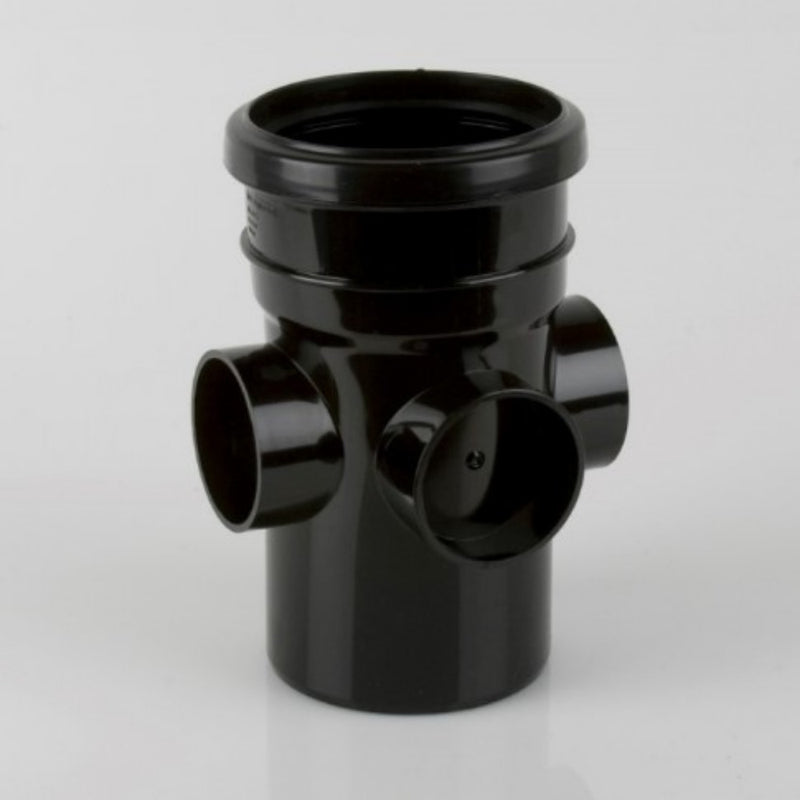 110mm Single Socket Soil Triple Boss Black