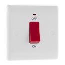 BG White Round Edged Moulded Single Pole 45amp Indicator Switch