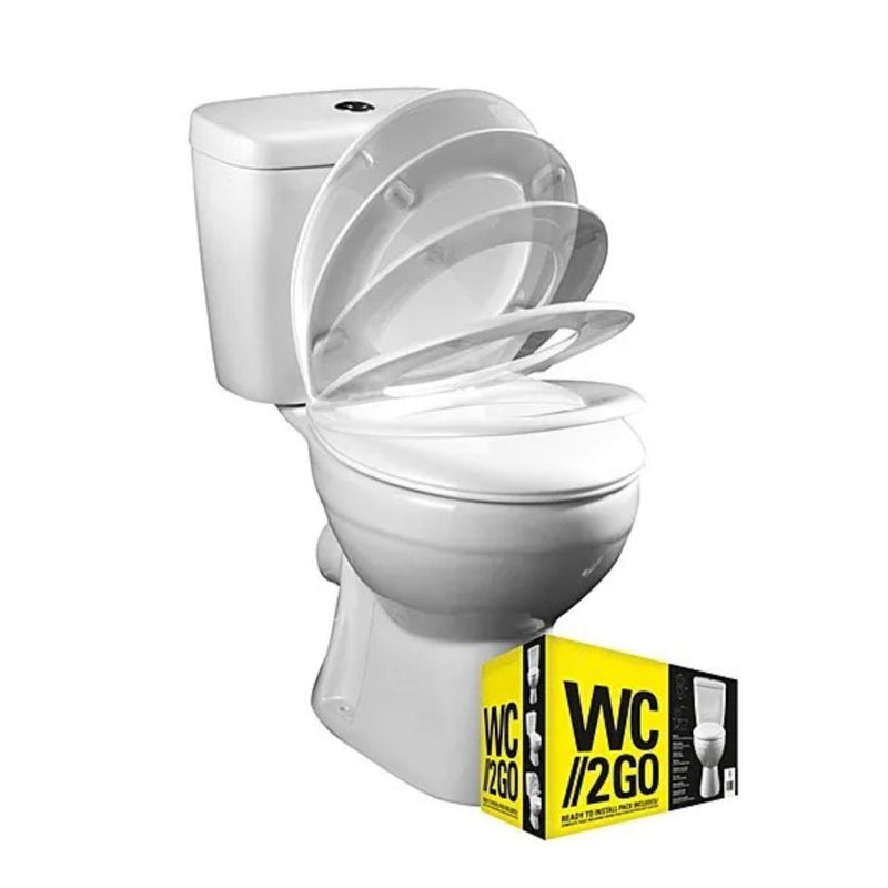 2Go White Close Coupled Pan & Cistern With Seat