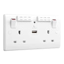 BG White Round Edged Moulded Double Switched Socket With Wifi Booster